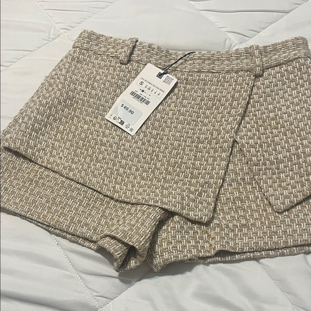 Zara Beige Tweed Skorts